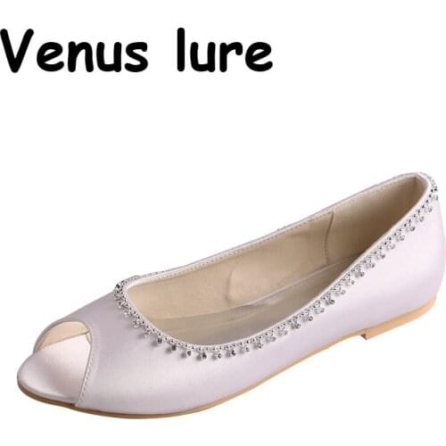 23 Colors White Ladies Flat Dressy Shoes Size 10 Flat Bridesmaid Shoes Peep Toe