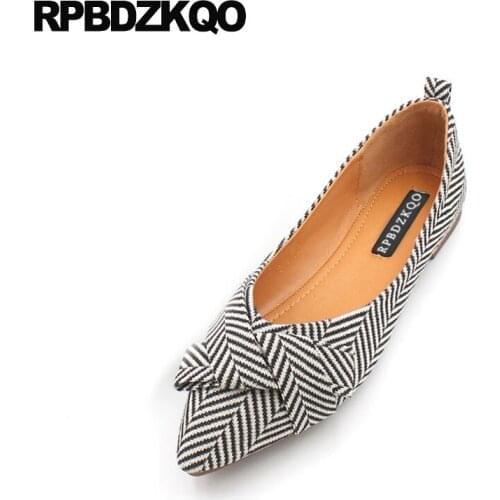 Black large size women 2018 slip on big korean designer pointed toe latest striped chinese flats red cheap shoes china ladies