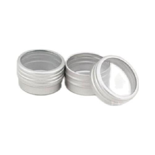 10G 100pcs/lot Empty Aluminum Jars with Skylight, Aluminum Cream Cosmetic Container with Clear Cap, DIY Lip Balm/Lip Gloss Box