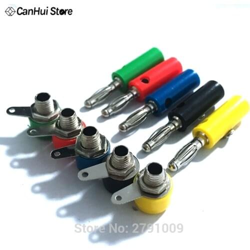 10ps 4mm Banana Socket Nickel Plated Binding Post Nut Banana Plug Jack Connector Red + Black JS-910B Terminal JS919 Opening 8mm