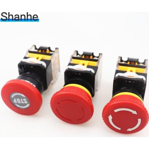 22mm Emergency Switch 1NO 1NC Self Locking Emergency Stop Button Switch LA38-11ZS