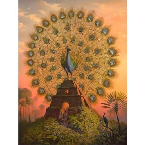 Animal Peacock 5D DIY Full Round Diamond Painting Cross Stitch Embroidery Home Decor Handcraft JX631