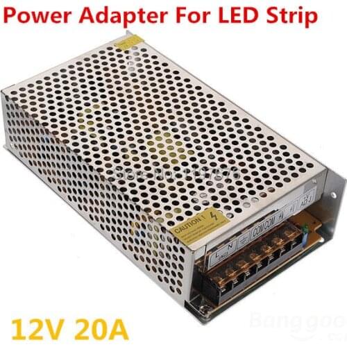 LED Lighting Power Supply 12V 20A LED Driver for Strip Light 240W Power Adapter 10pcs/lot, Fedex/DHL Free Shipping