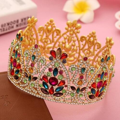 Large Luxurious Crystal Wedding Bridal Queen Tiara Crown For Bride Headpiece Women Prom Hair Ornaments Hair Jewelry Accessories