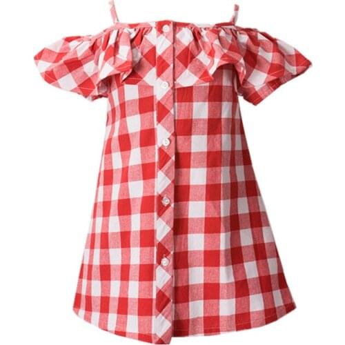 GGOGGIRI Brand Chlidren Clothing New Girls Summer Casual Plaid Shoulder-straps Cotton Short Sleeveless Quality Dresses