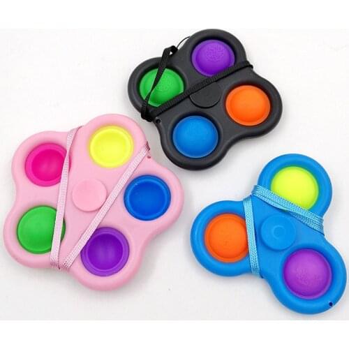 Fidget Spinner Stress Relief Toy Simple Dimple 2 In 1 Keychain Pendant Press Bubble Plate Squeeze Toys for Children Adults