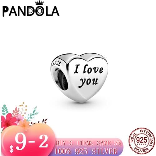 Hot 100% 925 Sterling SILVER charms Polished I Love You Heart Charm fit Original Pandora Bracelet silver 925 jewelry