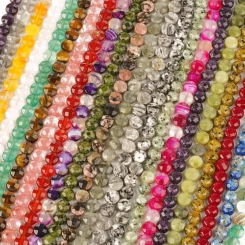 21 Colors Natural Stone Faceted Flat Round Beads Round Loose Beads 8mm DIY Making Bracelet Necklace Jewelry Accessories