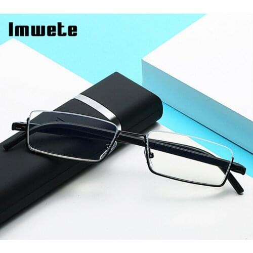Imwete Mens Glasses for Farsightedness Retro Portable Womens Reading Glasses Fashionable Half Frame Hyperopia Eyewear +1.5 2.5