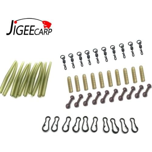 JIGEECARP 50pcs Carp Fishing Chod Rig Safety Sleeves Lead Clips Slide Heli Rigs Accessories Terminal Tackle Carp Bait Rig