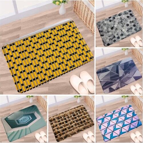 Doormat Modern Simple Geometric Bathroom Mat Creative Striped Lattice Pattern Non-Slip Rug Toilet Kitchen Entrance Aisle Carpets