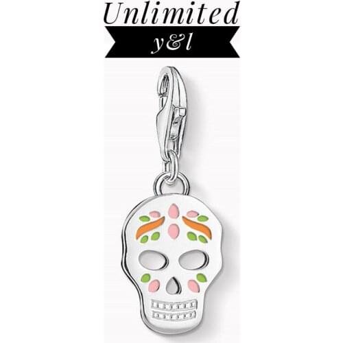Colorful Mexico Skull Charms for DIY Jewelry Making Silver Skeleton Jewelry Accessories Fit Bracelets&Necklaces