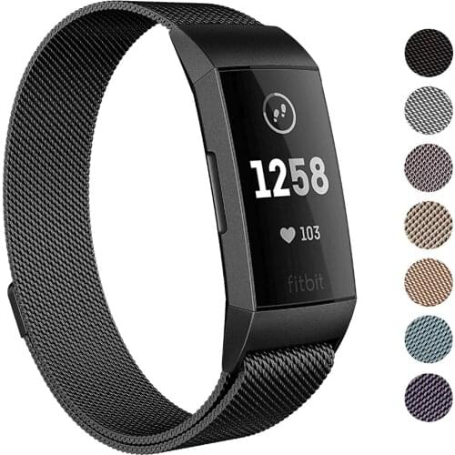 Stainless Steel Magnetic Wristband Strap for Fitbit Charge 3 Replacement Bracelets Milanese Bands for Charge 3 Watch Accessories