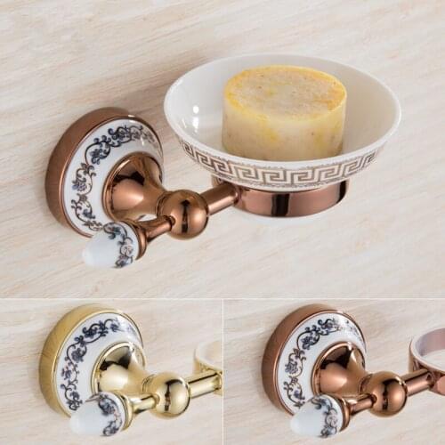 Copper & Ceramics Soap Dishes/Baskets Blue & White Porcelain Rose Gold Soap Cases Bathroom accessories Bath Hardware Wall Mount