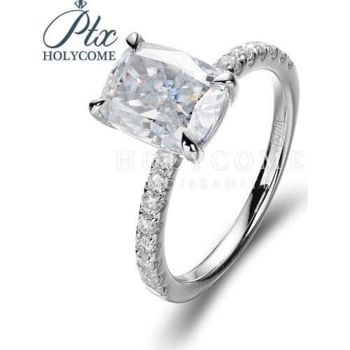 2020 fashion ring with cruhed ice cut cushion moissanite diamond gold ring Серьги кольцо браслет