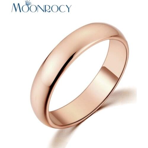 MOONROCY Jewelry Ring Rose Gold Color Silver Color Simple Promise Wedding Couples Rings for Man or Women Gift Drop Shipping
