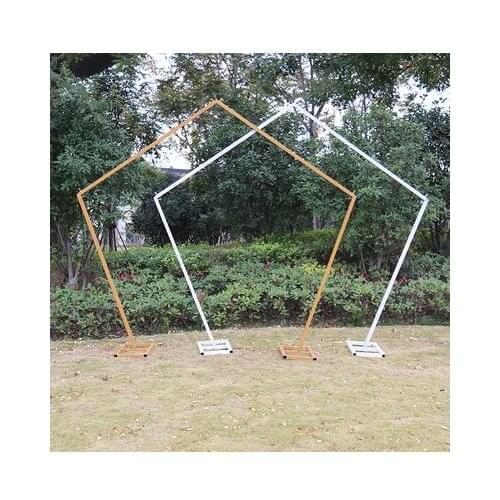 New wedding props iron art pentagonal frame geometric arch sen department wedding stage background decoration flowers