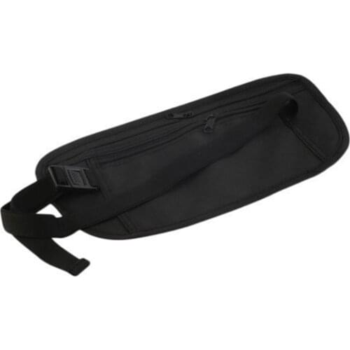 New Travel Waist Pouch for Passport Money Belt Bag Hidden Security Wallet Black