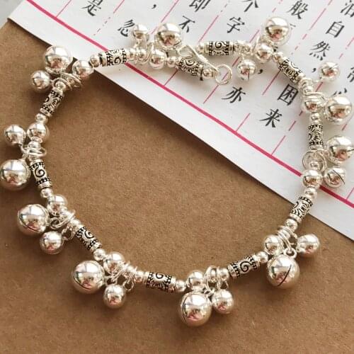 Angelas original jewelry] S925 lovely silver bell, foot chain, hand chain, retro womens pure silver