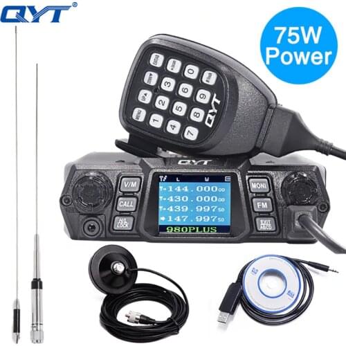 QYT KT-980 Plus Vehicle Mount Radio VHF 136-174mhz UHF 400-520mhz 75W Dual Band Base Car Truck Mobile Radio Amateur KT980 Plus