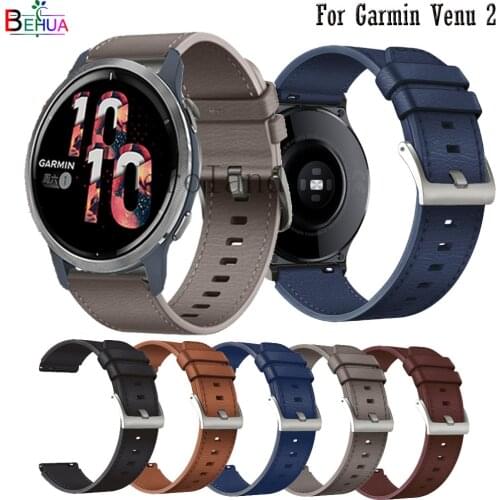 22mm Genuine Leather Strap Watchband For Garmin Venu 2 Original Wristband Quick Releas Bracelet For Garmin Vivoactive 4 belt new