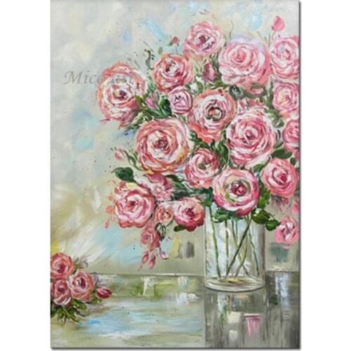 Christmas Gift No Frame Abstract Palette Knife Flowers Design Oil Painting Canvas Picture Handmade Wall Art Home Showpieces
