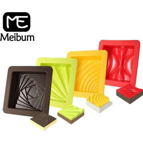 Meibum 4 Style Small Cake Silicone Mold Geometric Lines French Dessert Chocolate Mousse Mould Muffin Pastry Pan Baking Tools