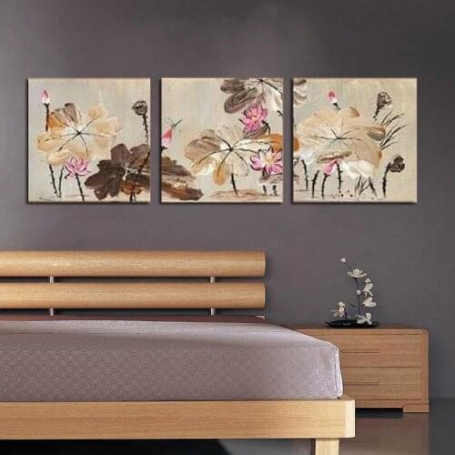MODERN ABSTACT OIL PAINTING 100%PAINTED BY HAND BEAUTIFUL LOTUS DECORATIVE WALL PICTURES HOME DECORATION GIFTS