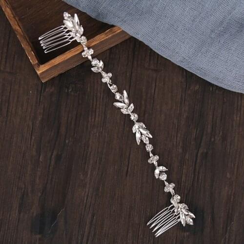 Wedding Hair Comb Decor Rhinestone and Leaf Fashion Elegant Beautiful Accessory for Bride and Bridesmaids