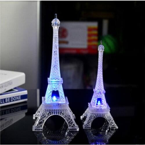 LED Night Light Paris Eiffel Tower Crafts Creative Souvenir Model Table Miniaturas Desk Vintage Figurine Craft Home Decor
