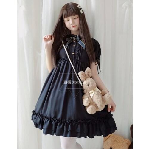 Japanese Sweet Lolita Dress Gothic Retro Palace Lace Bowknot Long/short Sleeve Victorian Dress Kawaii Girl Gothic Lolita Op Cos