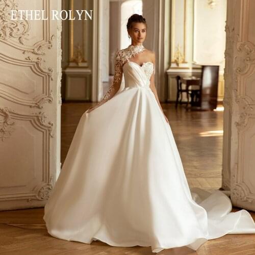 ETHEL ROLYN A-Line Wedding Dress 2021 Delicate Beading Sweetheart Backless Bride Vintage Appliques Satin Princess Bridal Gown