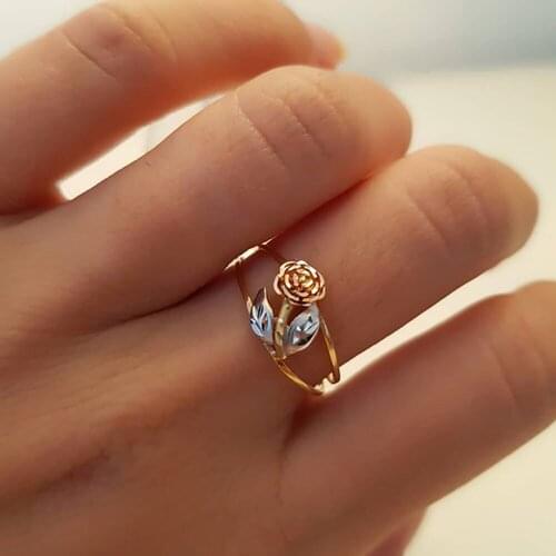 Fashion Hollow Carved Rose Shape Finger Ring for Women Trend Korean Design Female Engagement Bohemia Statement Ring Jewelry