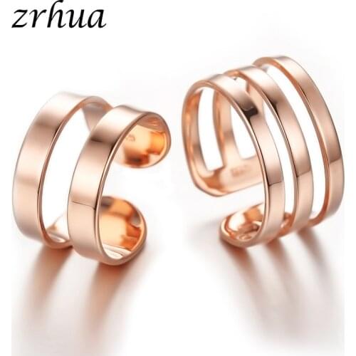 ZRHUA High Quality Gold Silver Color Rings Fashion Hollow Geometric Men Women Love Bague for Wedding Engagement Girlfriend Anel