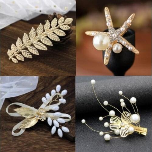 1pc Fashion Crystal Pearl Hair Clips Metal Hairclip Elegant Barrette Hair Pins Wedding Hair Styling Hair Clips for Women