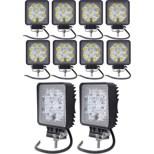 10pcs car 27W led work light 12V led tractor work lights lamp driving fog lamps offroad 4X4 ATV motorcycle truck 24V spot flood