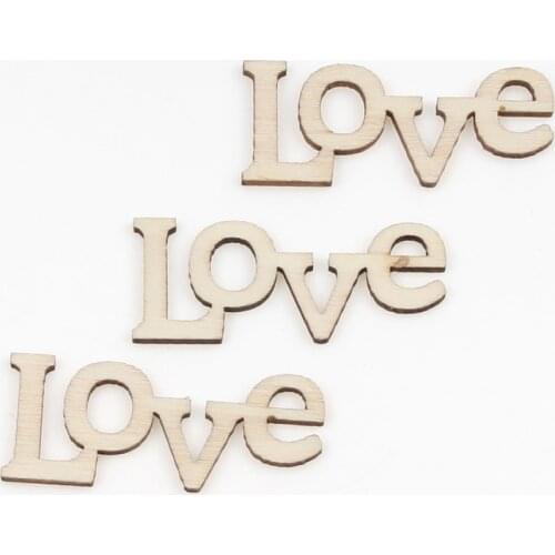10pcs Laser Cut LOVE Wood Crafts For DIY Scrapbook Wooden Slices Embellishment Home Decorations Handmade Ornaments
