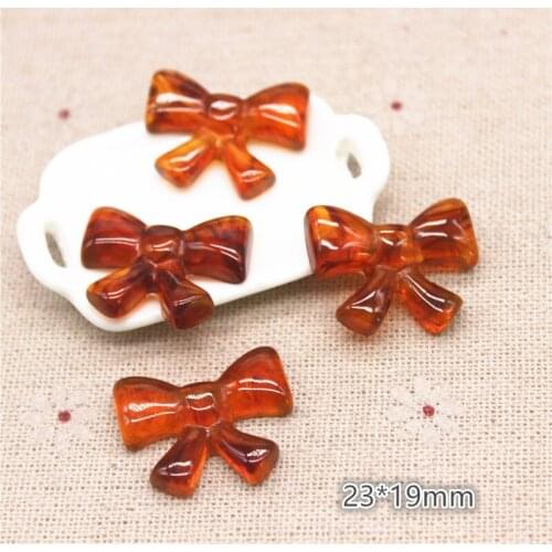 10PCS Cute Resin Brown Bowtie Flatback Cabochon DIY Hair Clip/Craft Decoration Accessories,23*19mm