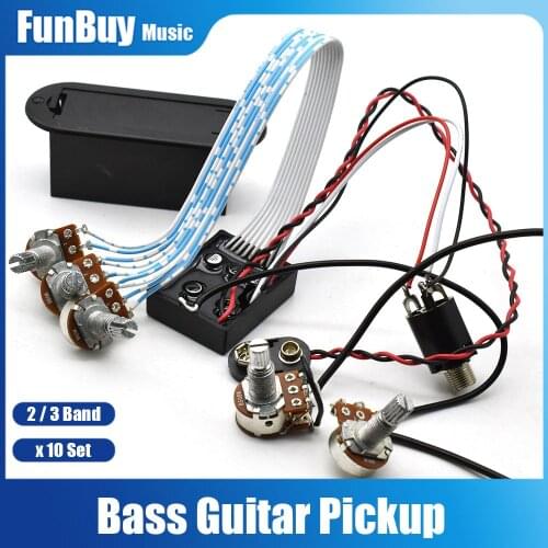 10Set 3 Band Bass EQ Preamp Circuit Guitar Dual Potentiometer for Active Bass Guitar Pickup 5 Control Knobs Guitar Pickup