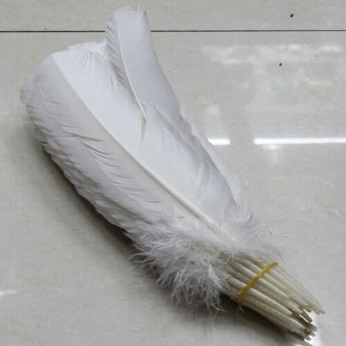 25-30cm 50pcs/lot pure white swan 10-12inch goose feather plumes party hat decorations Turkey feather