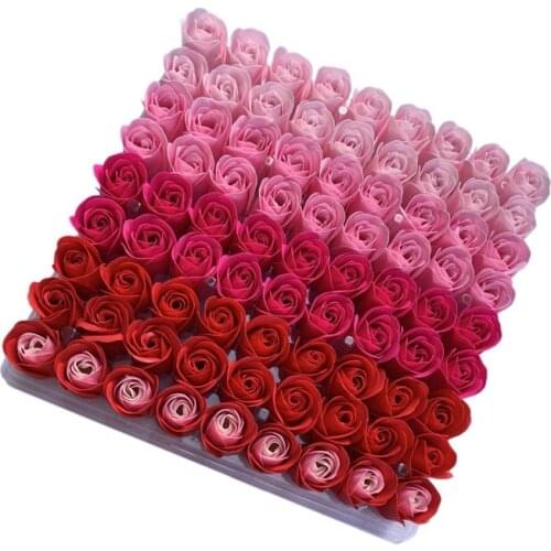81Pcs Color Mixing Rose Bath Body Flower Floral Soap Scented Rose Flower DIY Gifts for Valentines Day Wedding Party 2