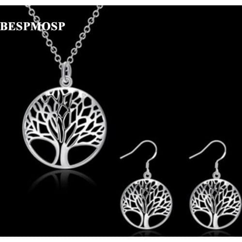 Bespmosp 24Set/Lot New Trendy Charm Tree Of Life Pendant Chain Necklace Jewelry For Wedding Bridal Party Prom Women Gifts