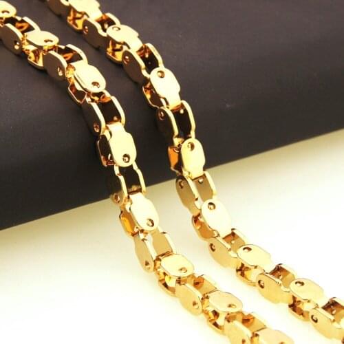 5MM New Arrive 316L Stainless Steel Gold Tone Bicycle Bike Link Chain Mens Womens Necklace Or Bracelet 7-40" Wholesale Jewelry