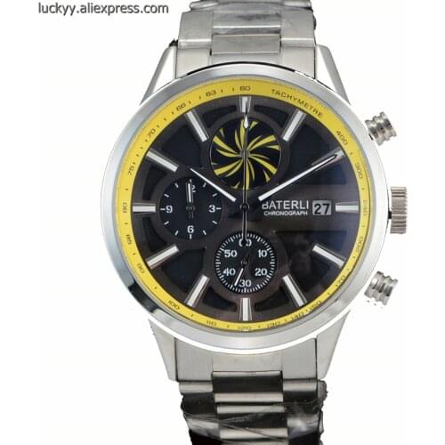 New Fashion Mens watches chronograph watch Japanese VK quartz movement watch stainless steel strap male analog clock A170