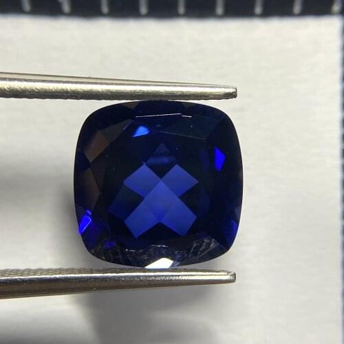 12x12mm 2 Piece /Bag 9 Carat Cushion Cut 35# Royal Blue Sapphire Corundum Gemstone For Ring