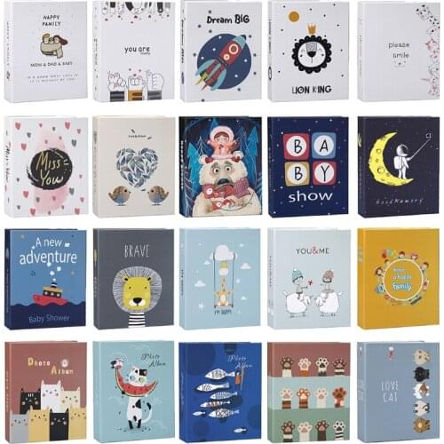 Null Cartoon Print 7" Photo Album 100 Photos Memory Books Horizontal and Vertical Portable Family Photo Scrapbook Album Home