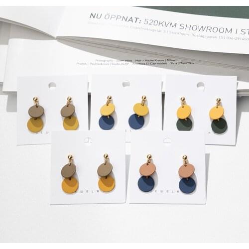 Jaeeyin 2021 Trendy Jewelry Two Colors Drop Charm Matte Surface Morandi Colorful Earrings Cute Gift For Women Girl Children Teen