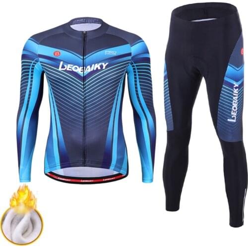 Men Cycling Jersey Set Thermal Fleece Ciclismo Coat Jacket Bike Clothing Gel Padded Bicycle Pants Winter Riding Suit