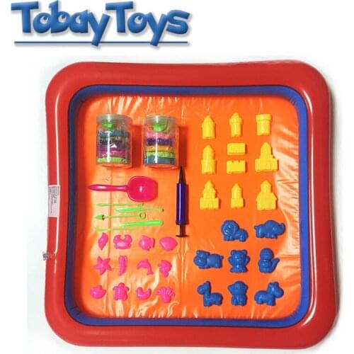 Colorful Inflatable Sand Tray Plastic Mobile Table Play Dough Mold Tools Set Kids Indoor Sand Toy Funny Polymer Clay Beach Toy