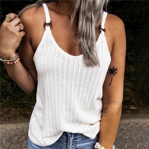 Woman Fashion Mesh Knitted Tank Tops Solid Color Summer Loose Sexy Sleeveless O-Neck Sling Tshirt Female Plus Size Clothing